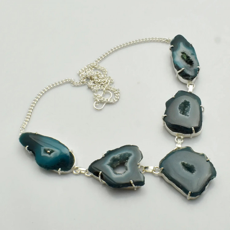 Ожерелье с камнем друзовый агат AN-7364