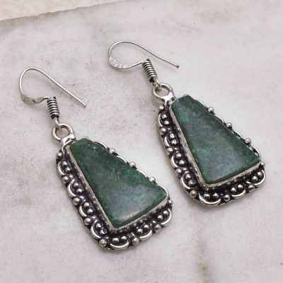 Серьги с камнем азурит AE-63667