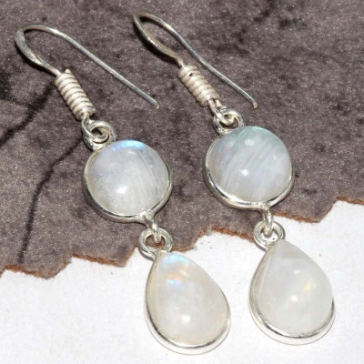 Серьги с лунным камнем CNG-30476