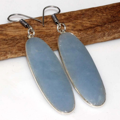 Серьги с камнем ангелит CNG-40102