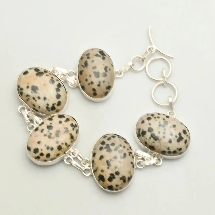 Браслет с камнем далматиновая яшма AB-39067