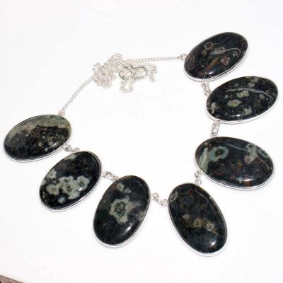 Ожерелье с камнем океаническая яшма YES-80052