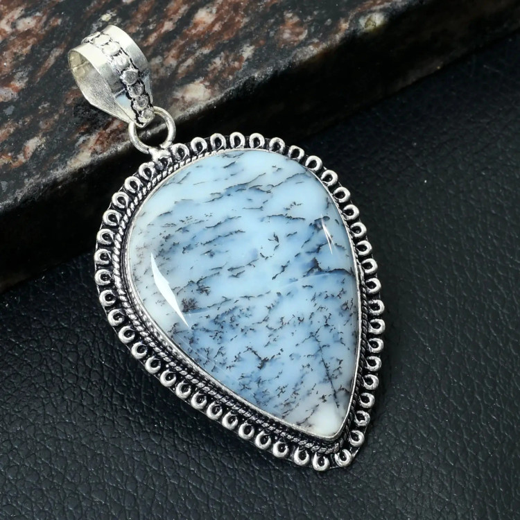 Подвеска с камнем дендрический опал AP-26359