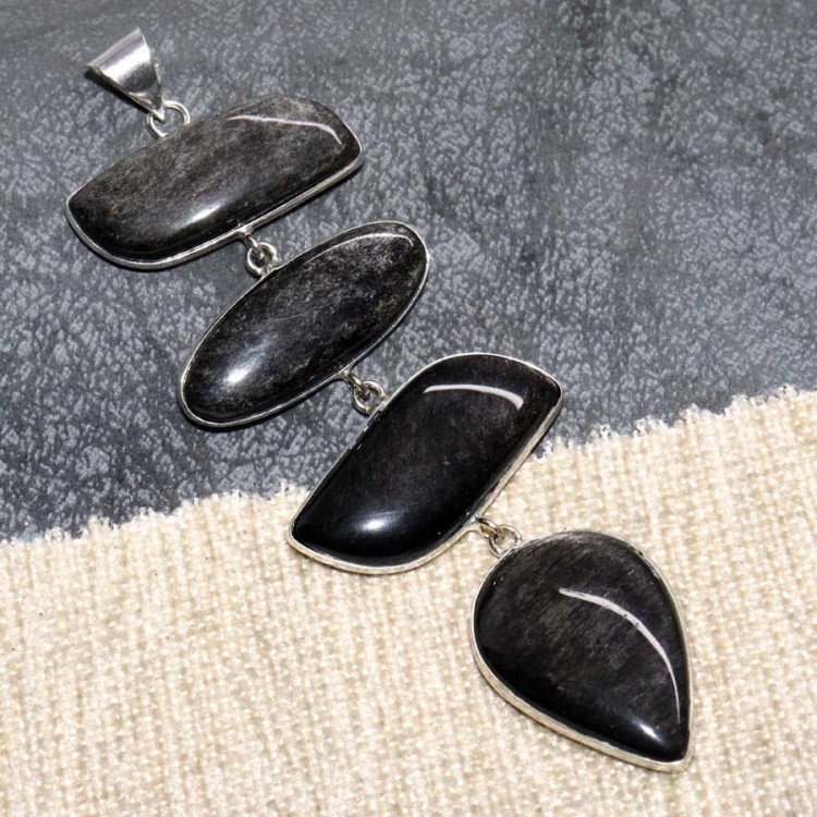 Подвеска с камнем серебристый обсидиан YES-68312
