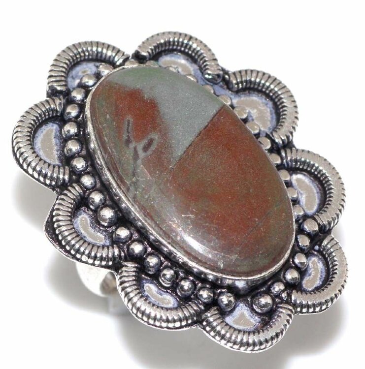 Кольцо с камнем яшма, 16 размер, V-11919