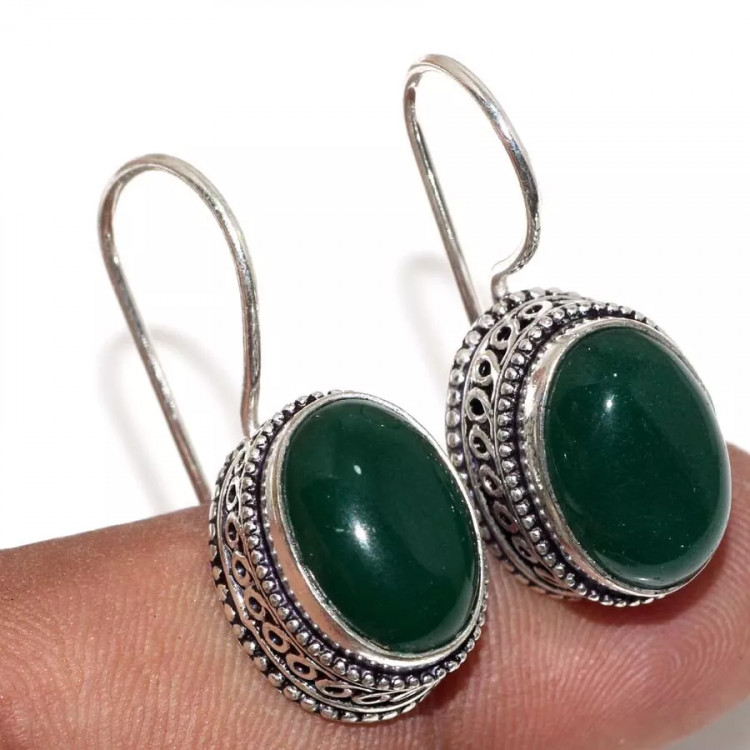 Серьги с камнем оникс UK32889