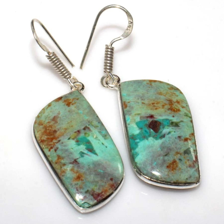 Серьги с камнем перуанская бирюза CNG-39758