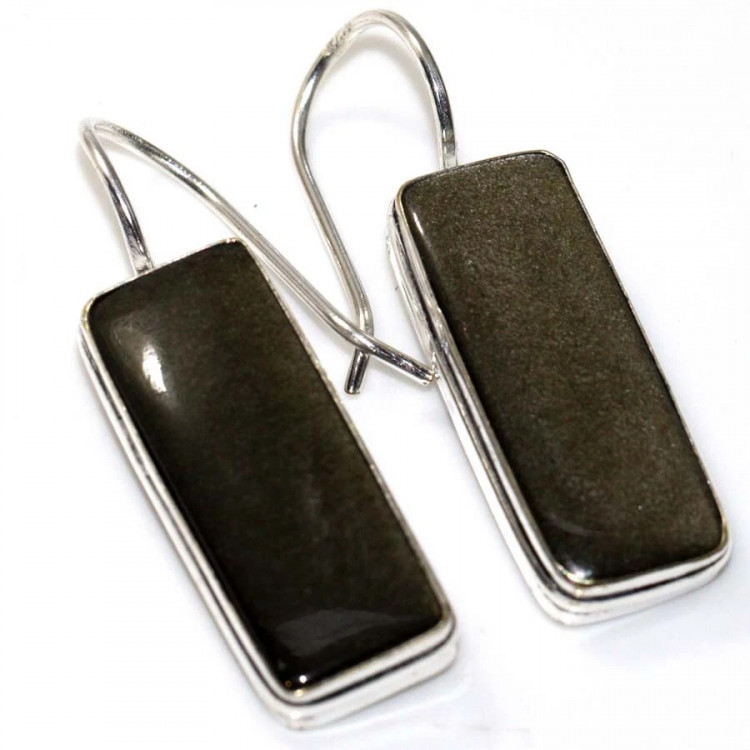 Серьги с камнем золотой обсидиан VIP-41754