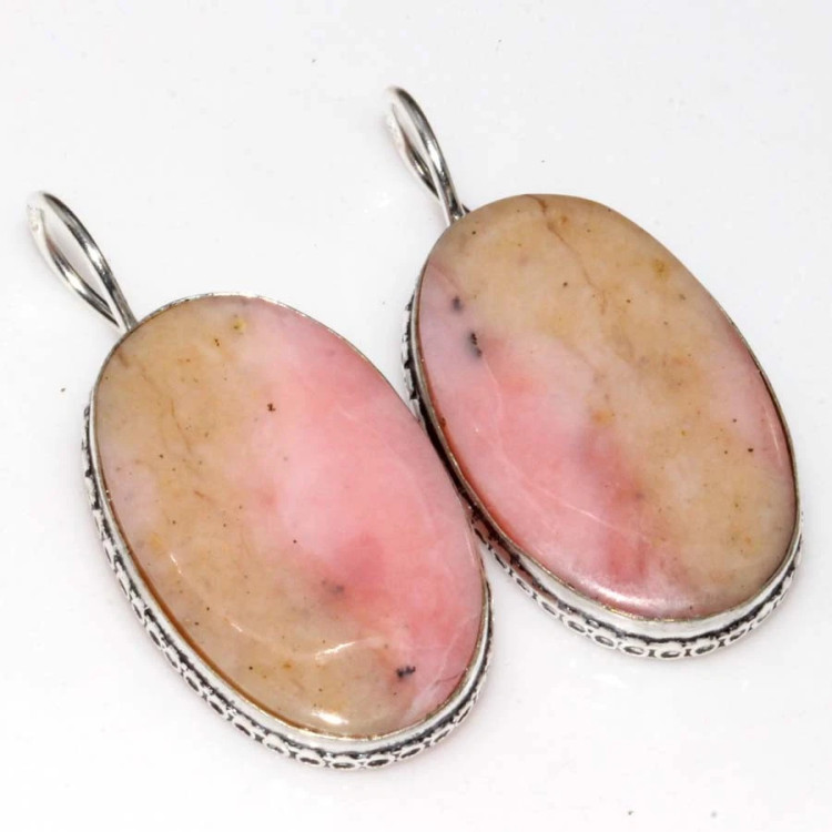 Серьги с камнем розовый опал CNG-37608