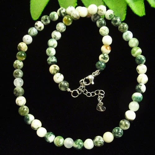 Ожерелье с камнем моховой агат H66030