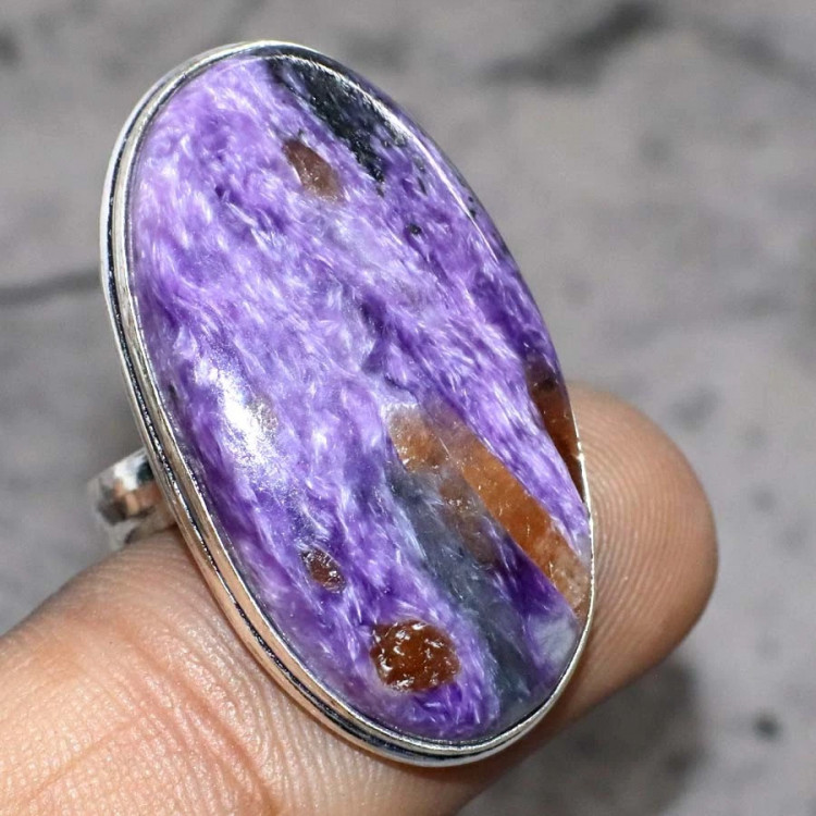 Кольцо с камнем чароит, 17 размер YES-87504