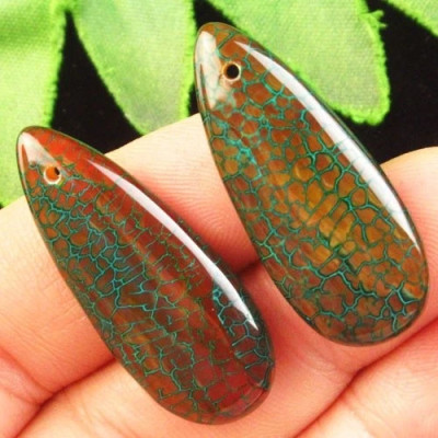 Подвески с камнем агат вены дракона H02892