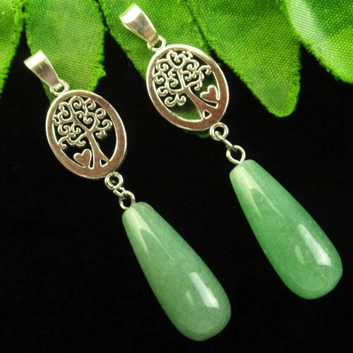 Подвески с камнем зеленый авантюрин H73245