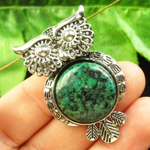 Подвеска Сова с камнем цоизит H51275