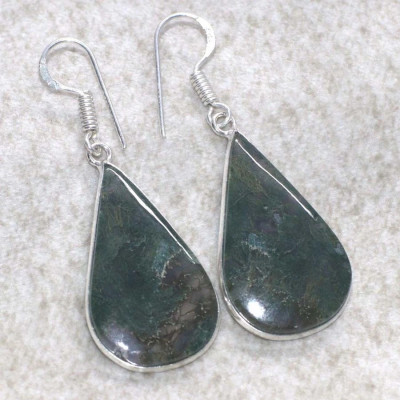Серьги с камнем моховой агат YES-20384
