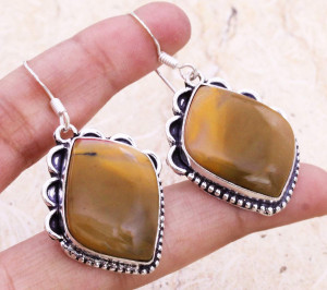 Сережки з каменем тигрове око SB-76093
