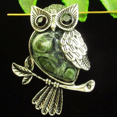 Подвеска Сова с камнем яшма H90798