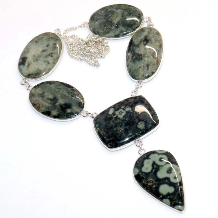 Ожерелье с камнем океаническая яшма WOW-24431