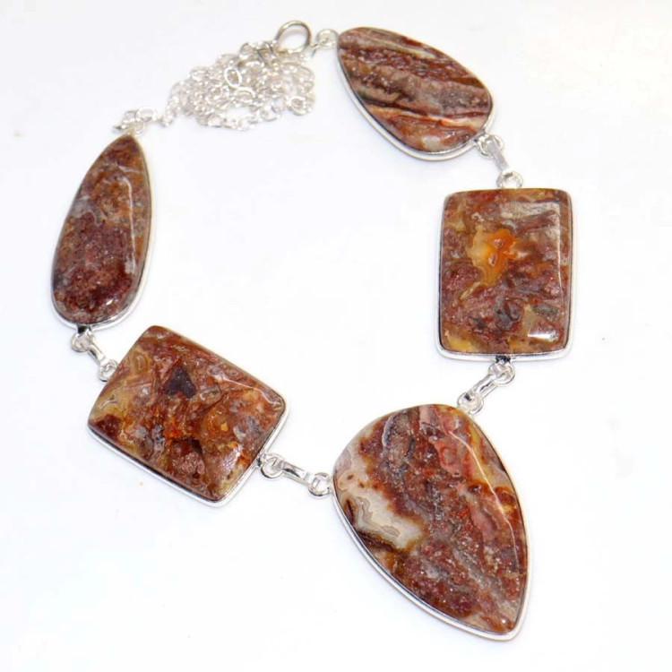 Ожерелье с камнем мексиканский агат WOW-6927