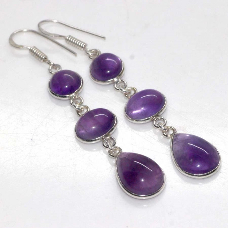 Серьги с камнем аметист YES-50882