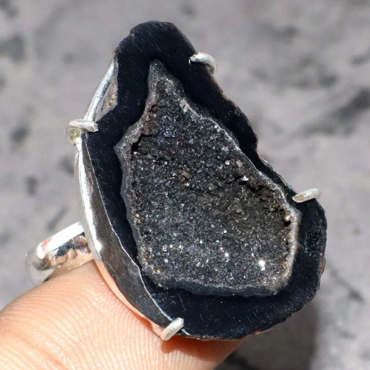 Кольцо с камнем друзовый агат, 19 размер YES-87266