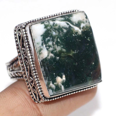 Кольцо с камнем моховой опал, 19 размер YES-72062