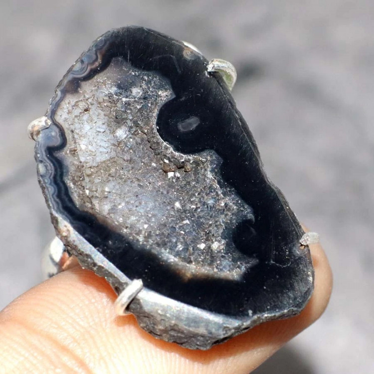 Кольцо с камнем друзовый агат, 17 размер YES-87340