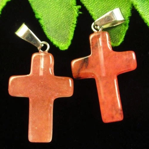 Подвески с камнем вишневый кварц H84727